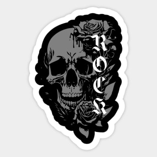 rock skull with roses Sticker